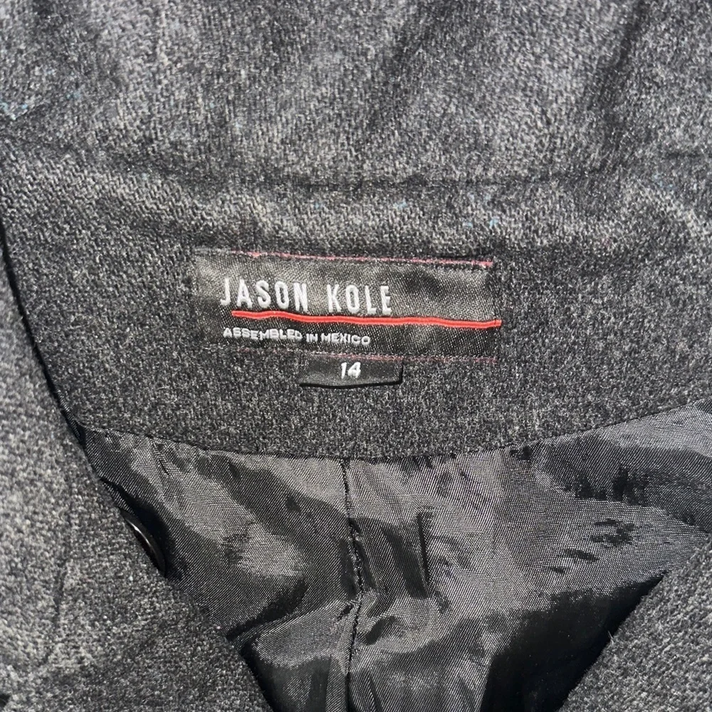 Jason Kole Charcoal Hooded Pea Coat Sz. 14